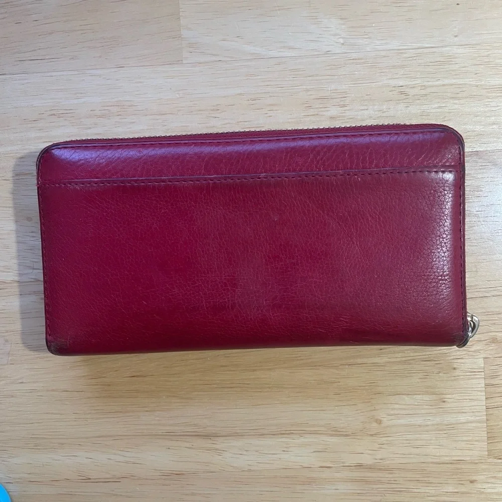 Kate Spade Red Leather Wallet 8”x4”